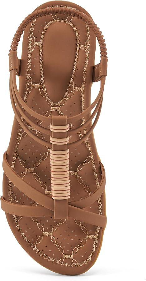 Alicegana Comfortable Gladiator Sandals for Women: Casual Walking Strappy Sandals with Cushion Fo... | Amazon (US)
