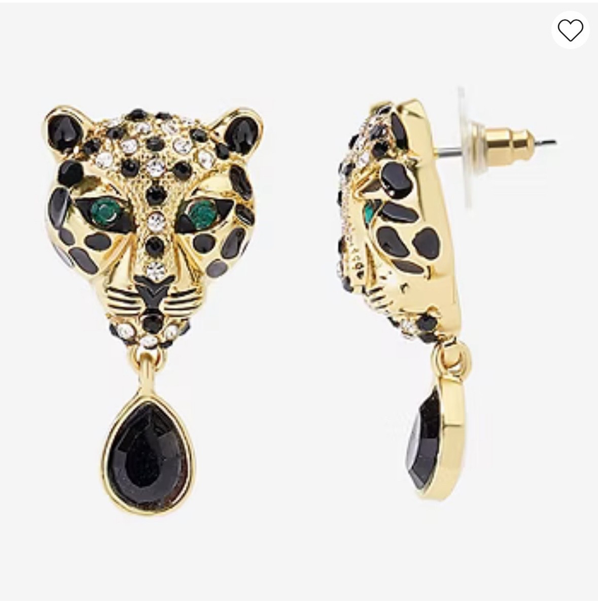 Gold Tone Leopard Drop Earrings