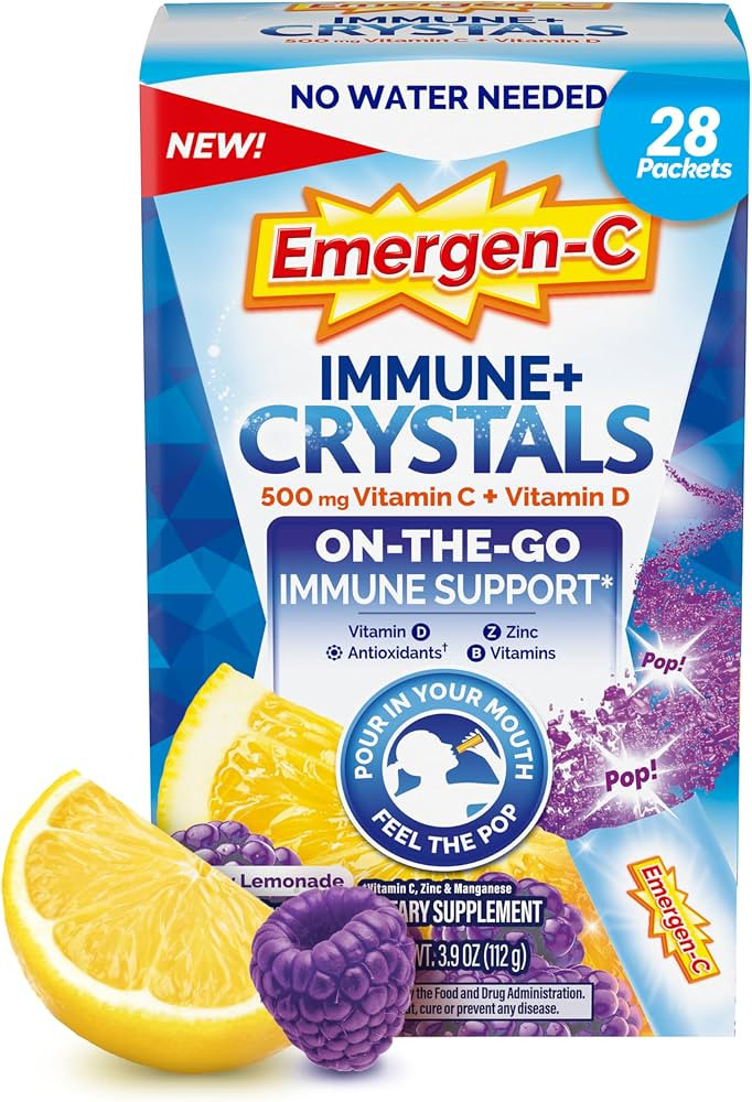 Emergen-C Immune Plus Crystals, On-The-Go Immune Support Supplement with Vitamin C, Vitamin D, B ... | Amazon (US)