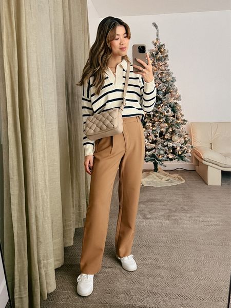 Madewell black and white striped polo sweater with Abercrombie tan tailored trousers and Everlane white sneakers!

Top: XXS/XS
Bottoms: 00/0
Shoes: 6

#winter
#winterfashion
#winterstyle
#winteroutfits
#giftsforher
#madewell
#abercrombie
#everlane

#LTKstyletip #LTKSeasonal #LTKworkwear