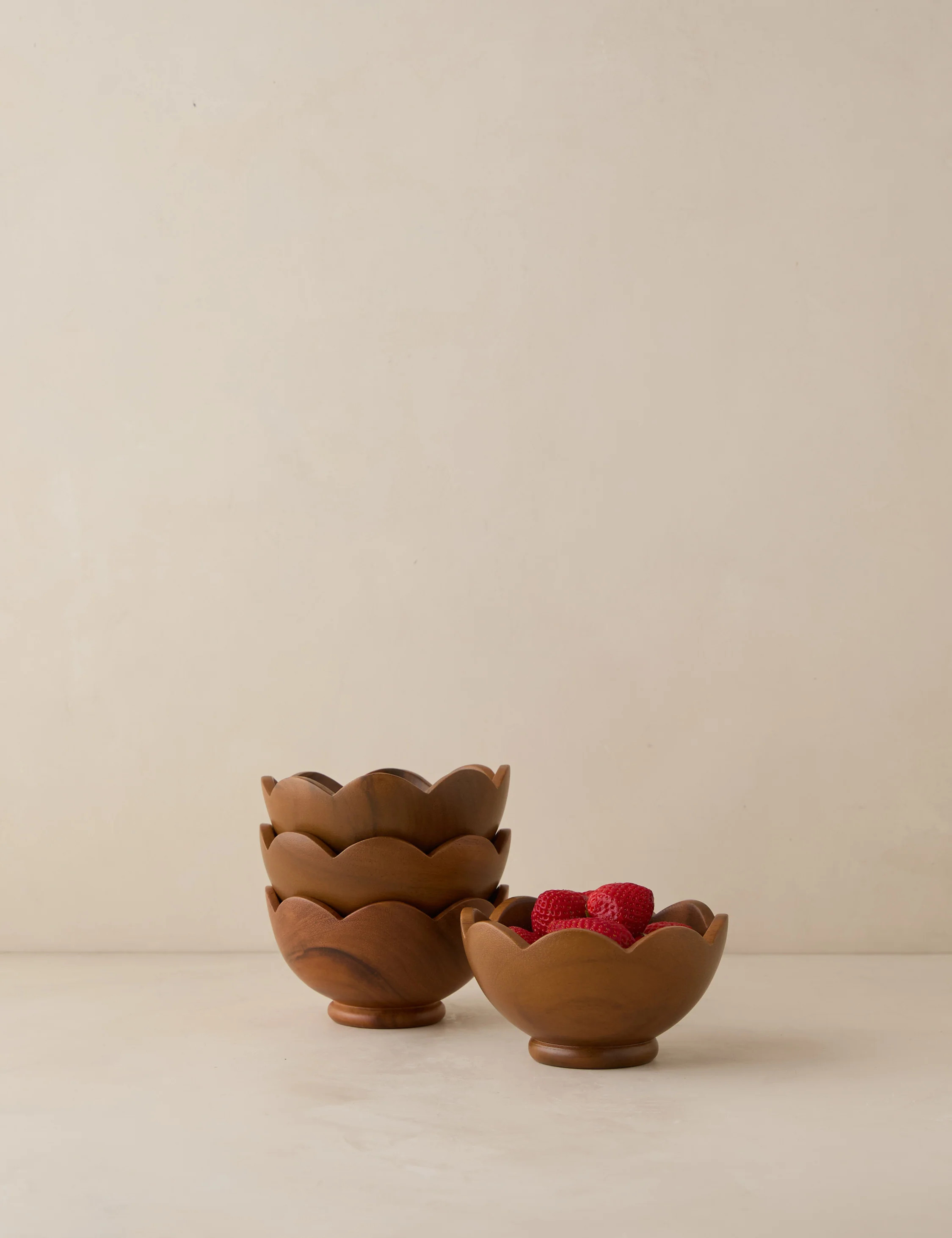 Scalloped Wood Bowls (Set of 4) | Lulu and Georgia 