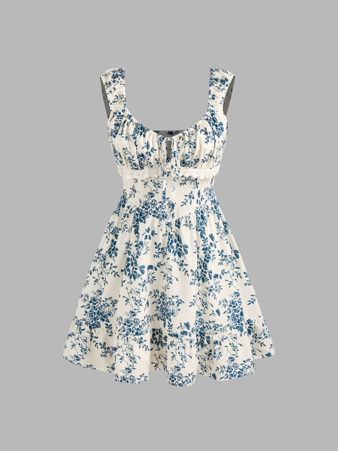 Herzausschnitt Florales Geknotetes Kurzes Kleid | Cider