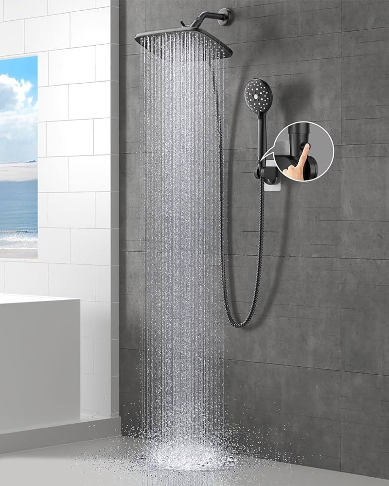 Veken 12'' High Pressure Rain Shower Head -Shower Heads with 5 Modes Handheld Spray Combo- Wide R... | Amazon (US)