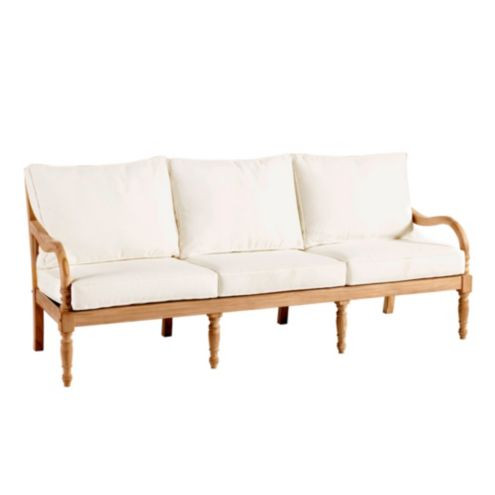 Ceylon Teak Sofa with Cushions & Hand Carved British Colonial Style | Ballard Designs, Inc.