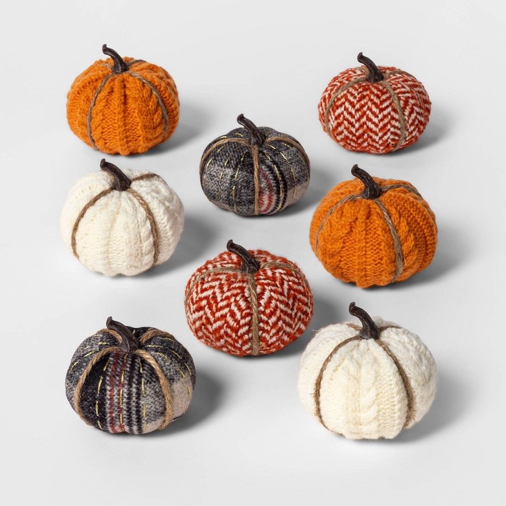 Halloween 8ct Mini Fabric Pumpkins Halloween Decoration Patterned - Spritz | Target