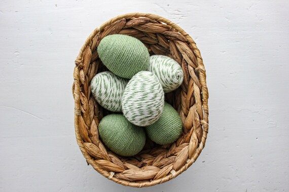 Easter Eggs  Yarn Eggs  Solid Green & Green and White Twist | Etsy | Etsy (US)