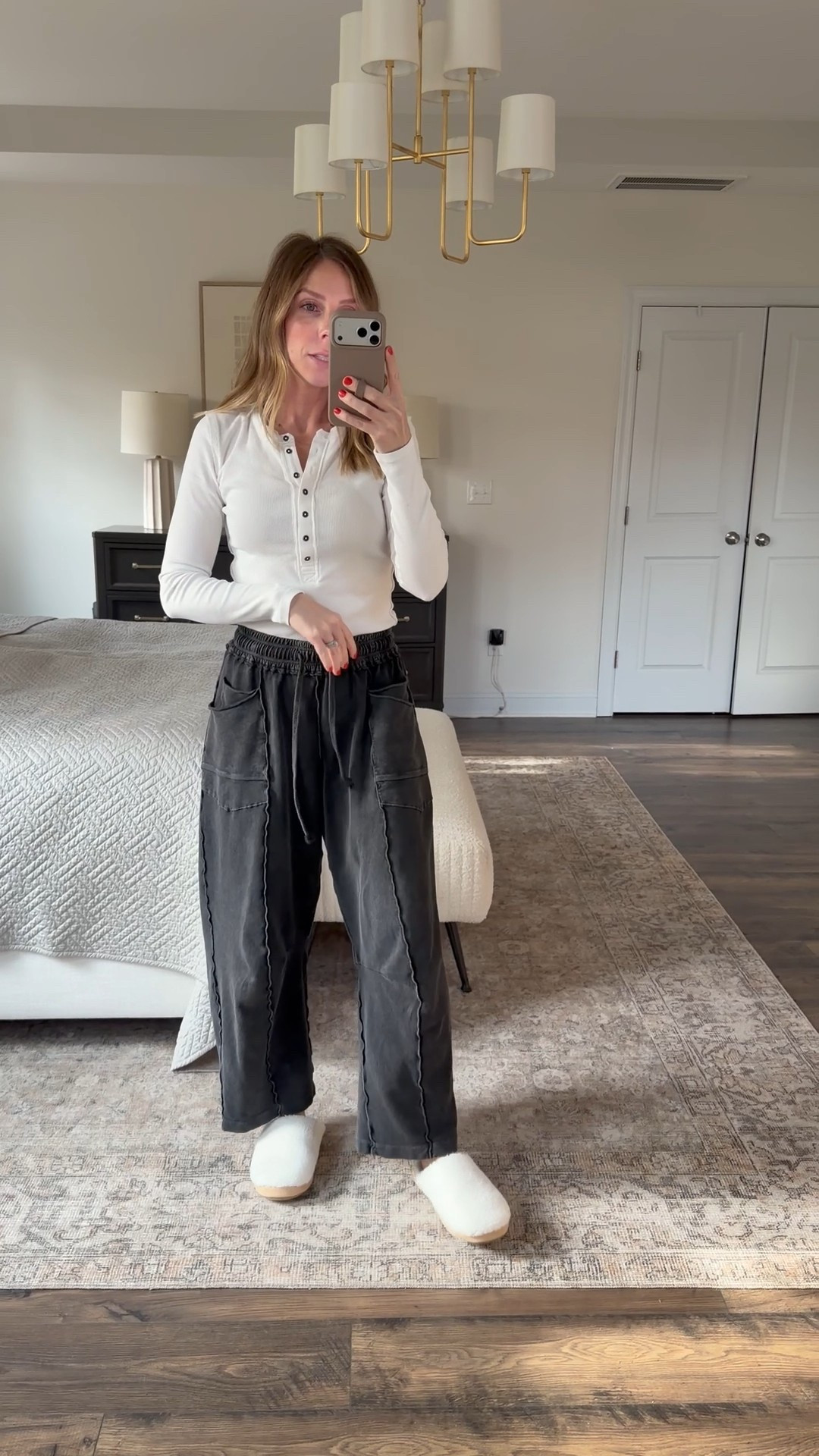 Wearing S in top, XS in pants 