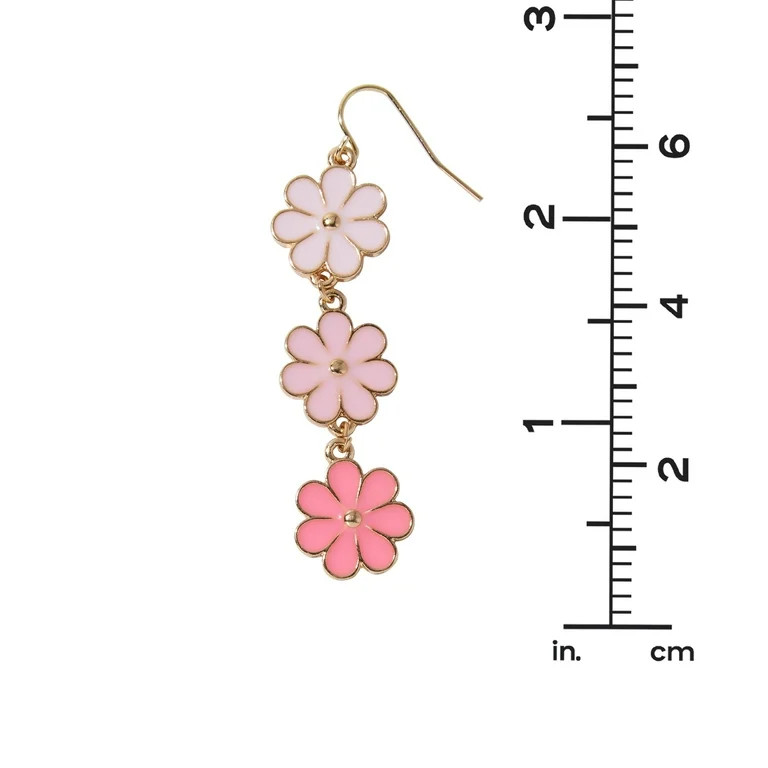 Claire's Teen Girls Gold and Pink Ombre Flower Power Drop Hook Earrings | Walmart (US)