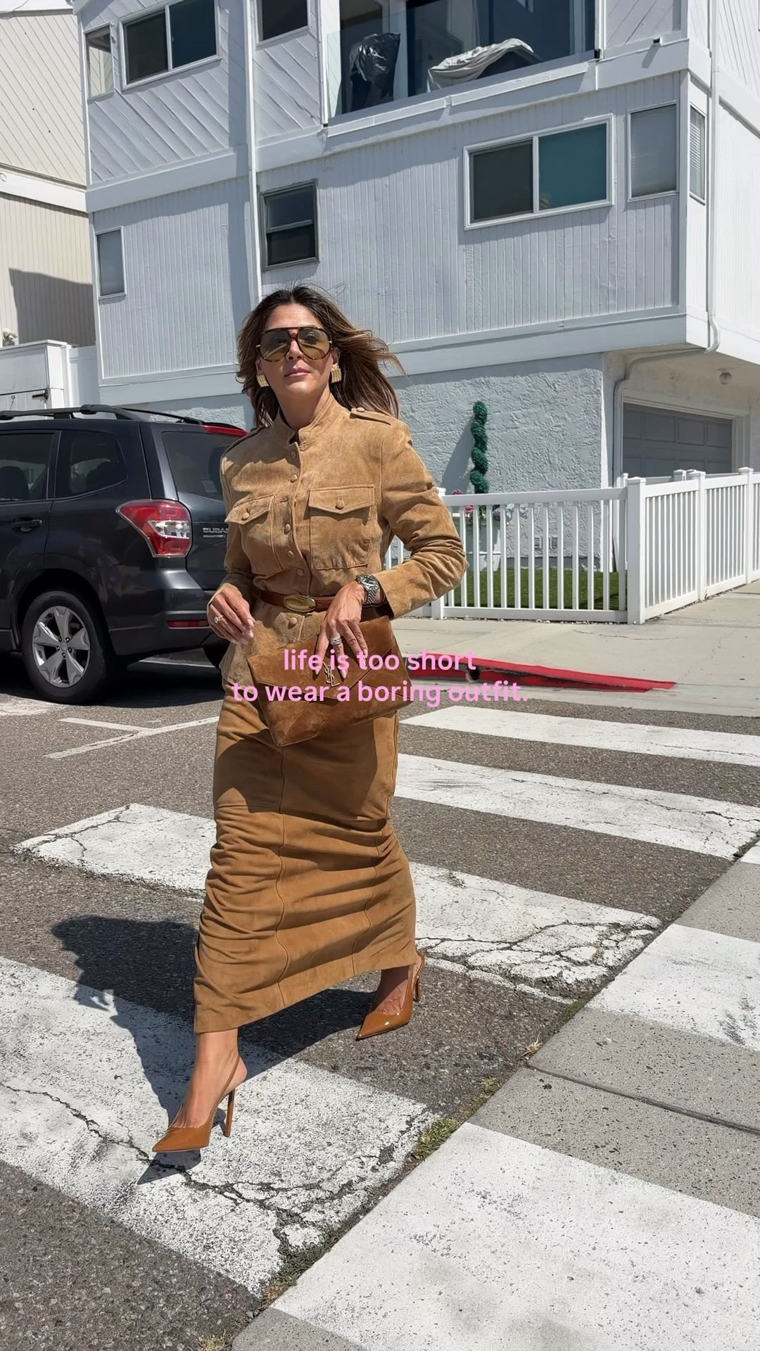 Brown is having a moment this fall, and I’m fully here for it. 🤎

A monochromatic brown outfit is one of those easy styling tricks that instantly makes a look feel more elevated and put together. Different shades, different textures, same color family.

Would you wear head-to-toe brown this fall?
JACKET is sold out in Zara but found it with another retailer copy and paste this link..
 
https://shop.app/products/9127622967432/retro-casual-suede-military-style-jacket-with-a-stand-collar

BELT is Zara whuxh I can't link but here is the ref. 2495/204/707 

The jacket is sold out at Zara but here is are similar links 

#FallFashion #FallOutfits #BrownOutfit #MonochromaticOutfit  #allsuedelook