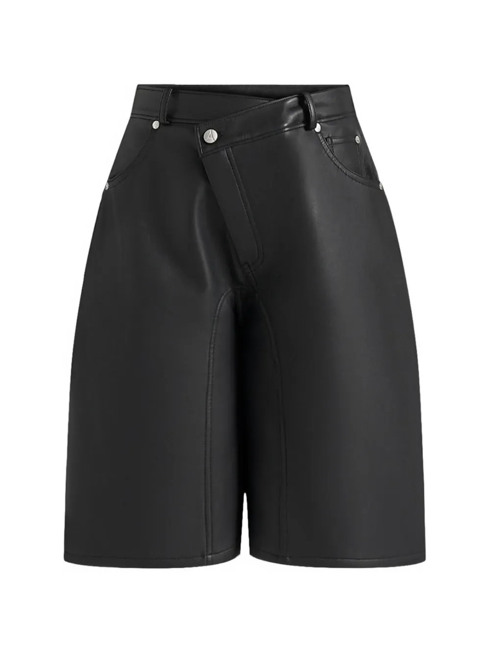 Manière De Voir Hazel wrap-over faux leather shorts - Black | Farfetch Global