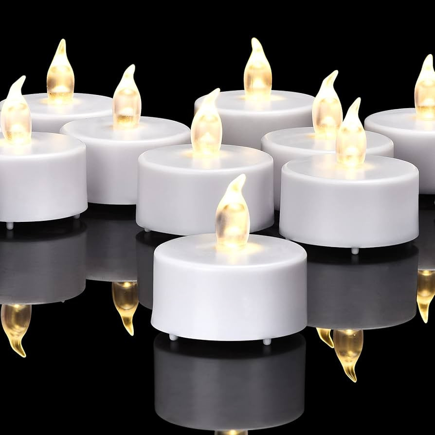 Battery Operated Flameless Tea Lights, Led Flickering Electric Votive Candle 24 Pack Realistic an... | Amazon (US)