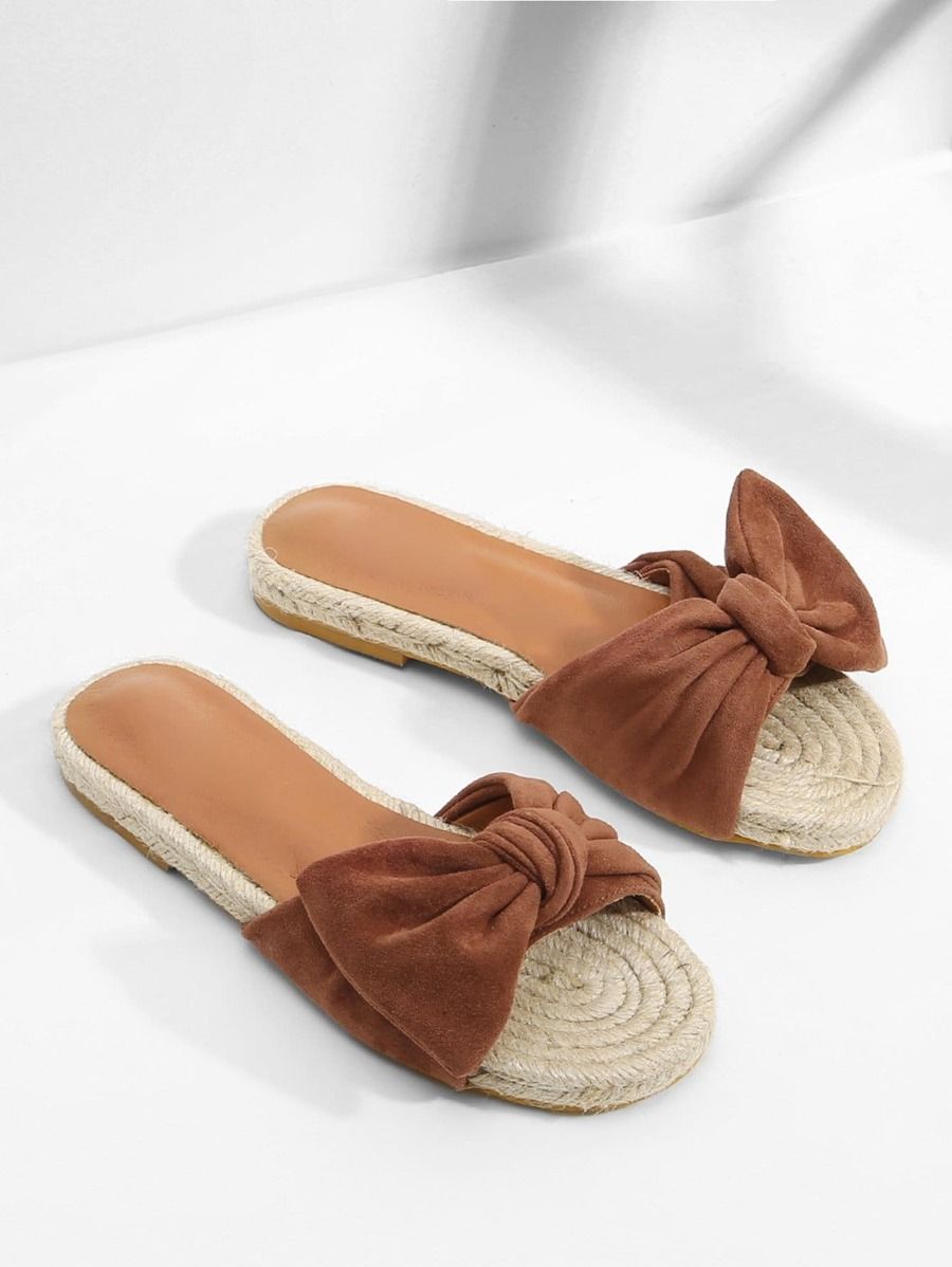 Bow Decorated Espadrille Flat Sandals | SHEIN