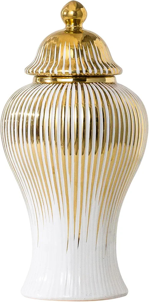 Tarro de Jengibre, Tarro Decorativo de Jengibre de Porcelana con Tapa, Jarrón de Cerámica Blanc... | Amazon (US)