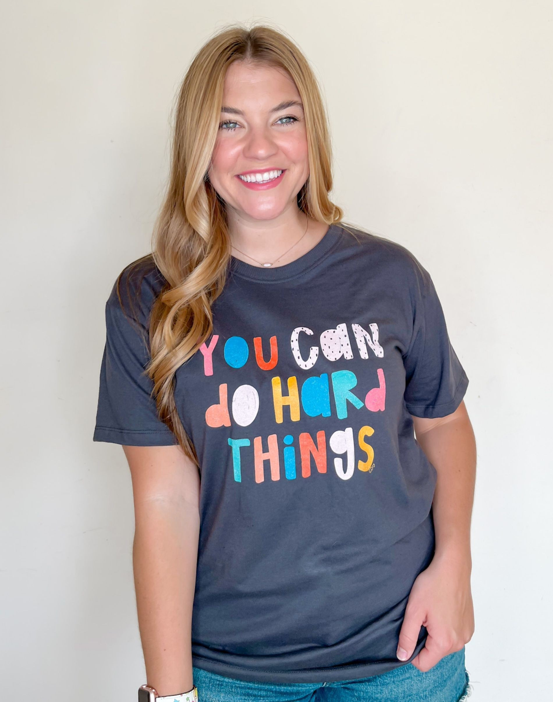 You Can Do Hard Things Callie Tee - Dark Gray | Callie Danielle