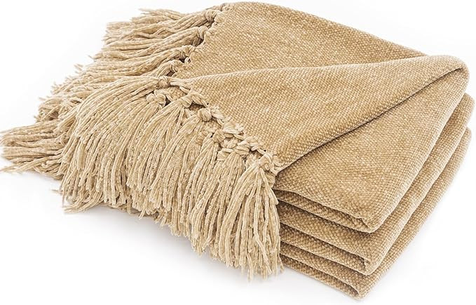 RECYCO Throw Blanket Soft Cozy Chenille Throw Blanket with Fringe Tassel for Couch Sofa Chair Bed... | Amazon (US)