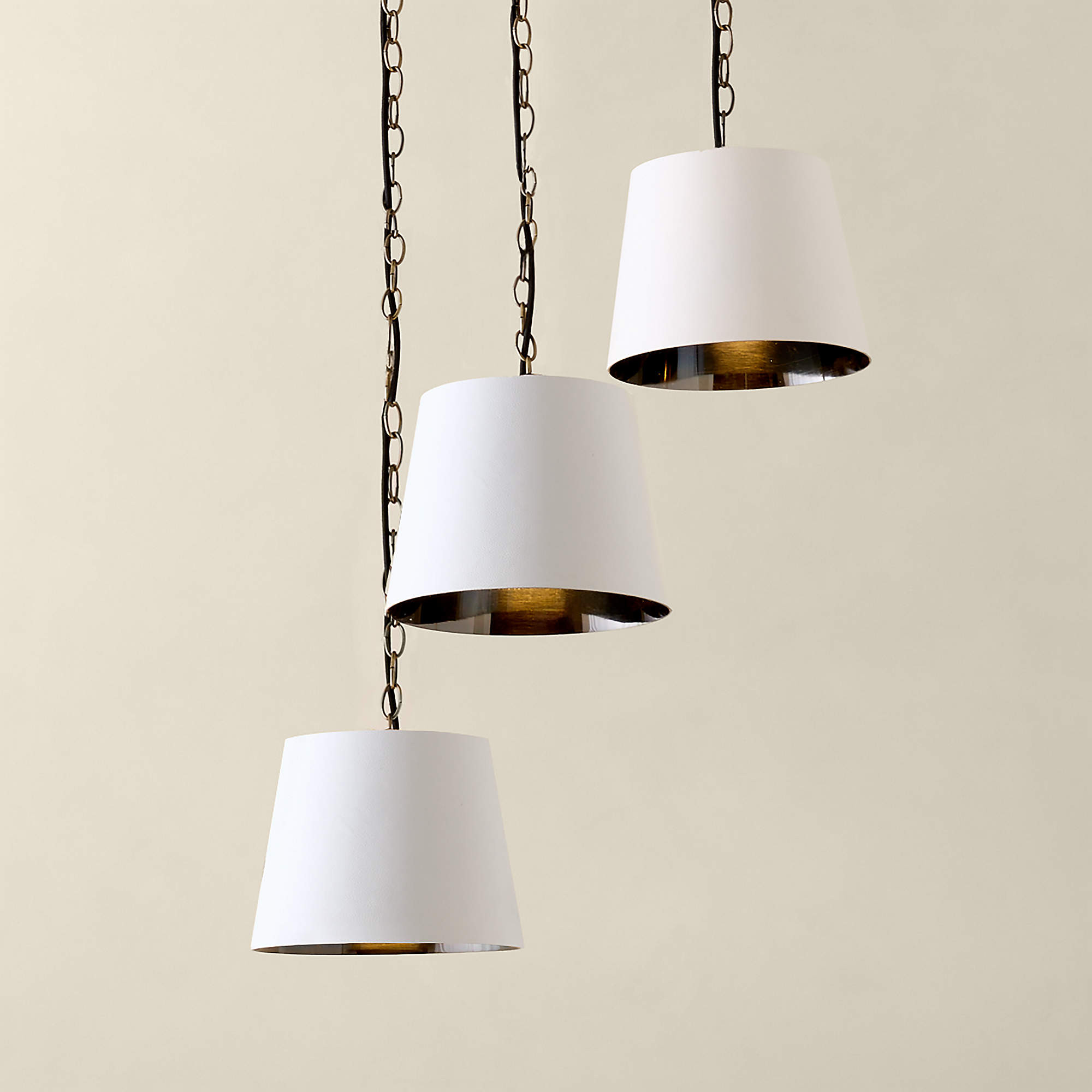 Trey 3-Light White Leather Pendant Light | CB2 | CB2