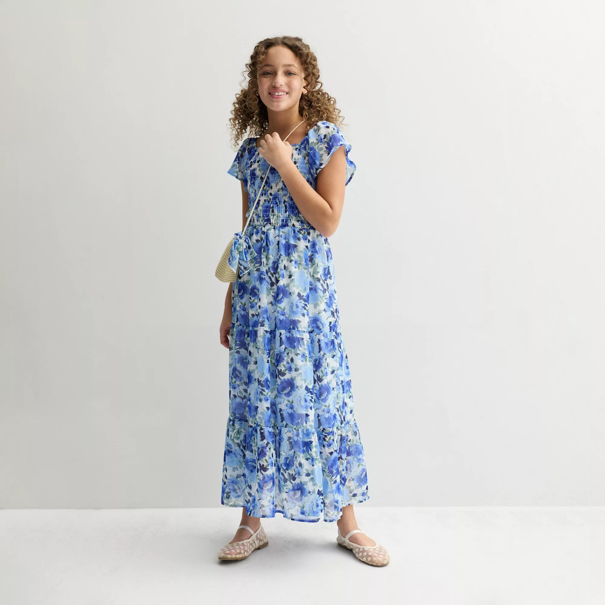 Girls 7-16 Speechless Floral Short Sleeve Maxi Dress with Purse | Kohl's