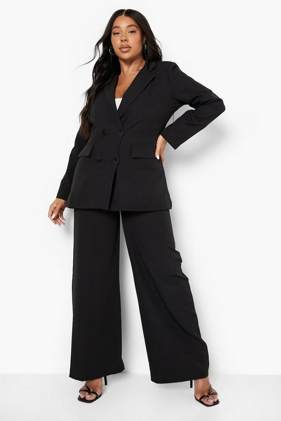Plus Belted Tailored Wide Leg Suit Trousers | Boohoo.com (US & CA)