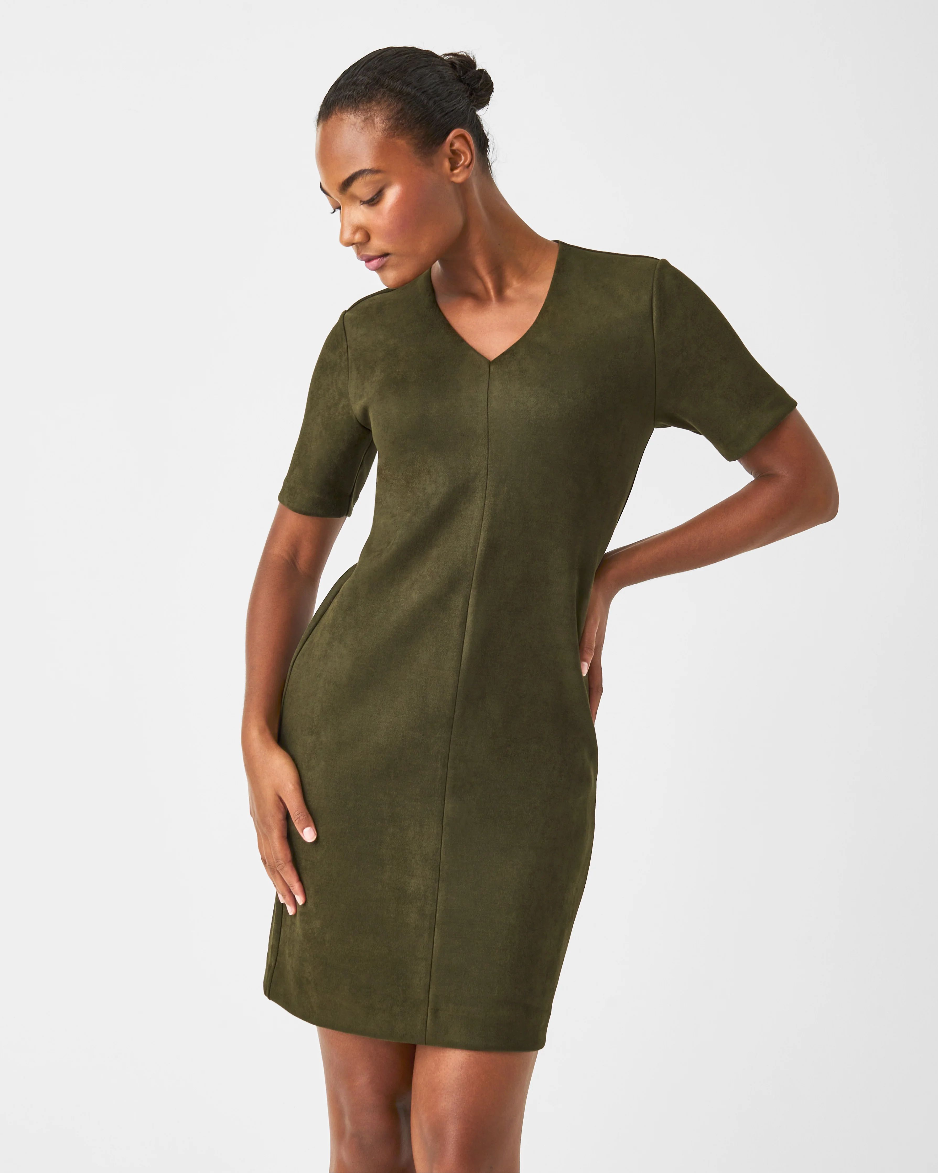 Faux Suede Column Dress | Spanx