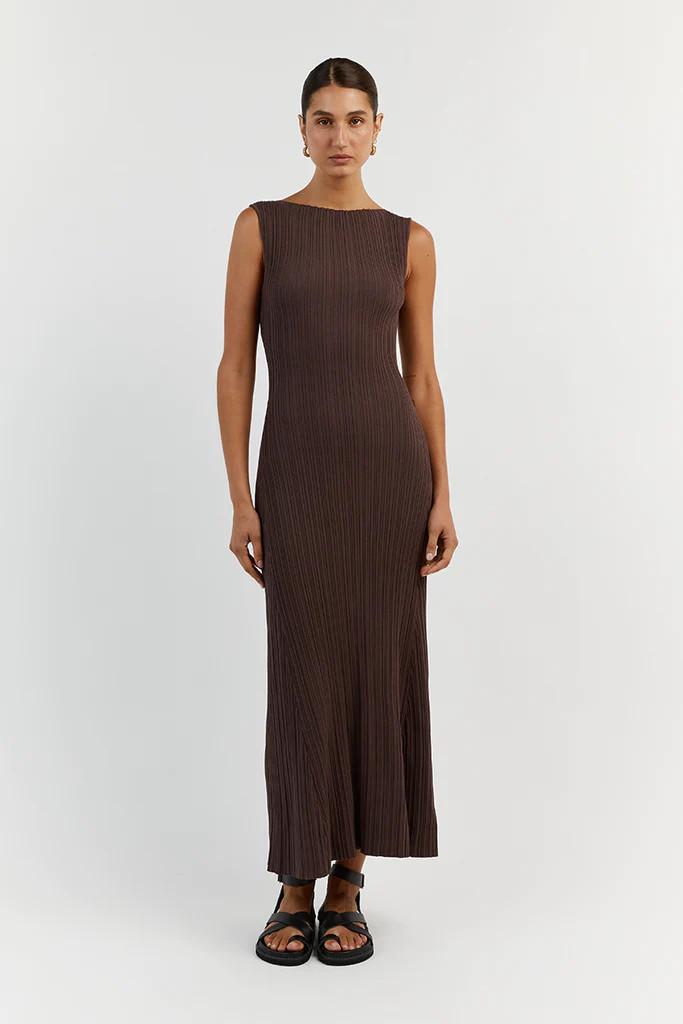IVY COFFEE SLEEVELESS MIDI DRESS | DISSH