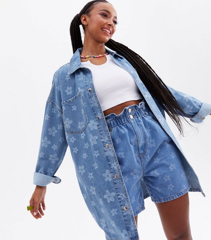 Free Spirit Blue Floral Denim Oversized Shacket
						
						Add to Saved Items
						Remove from... | New Look (UK)