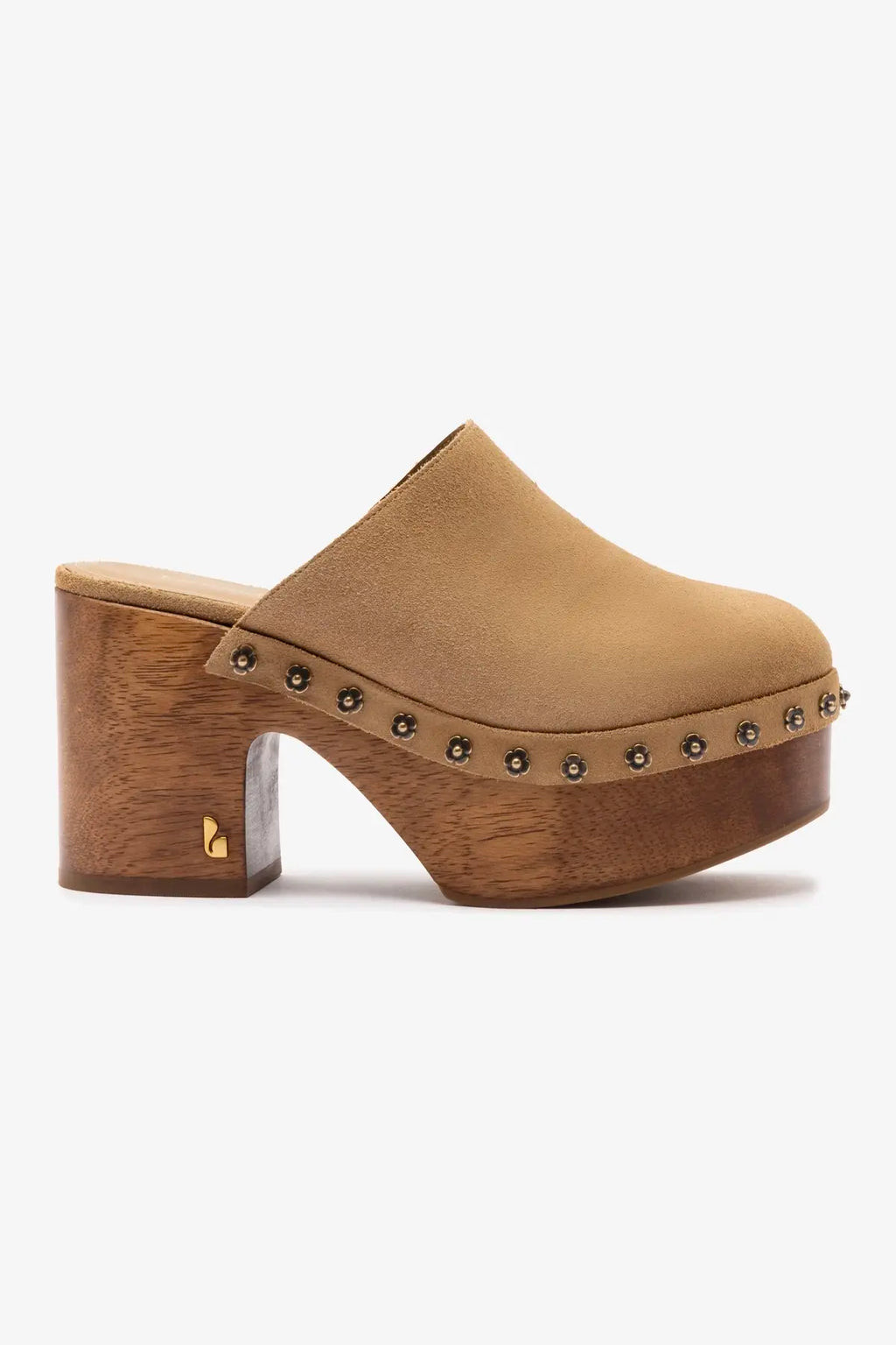 Miso Wooden Platform Clog In Peanut Suede | Larroude