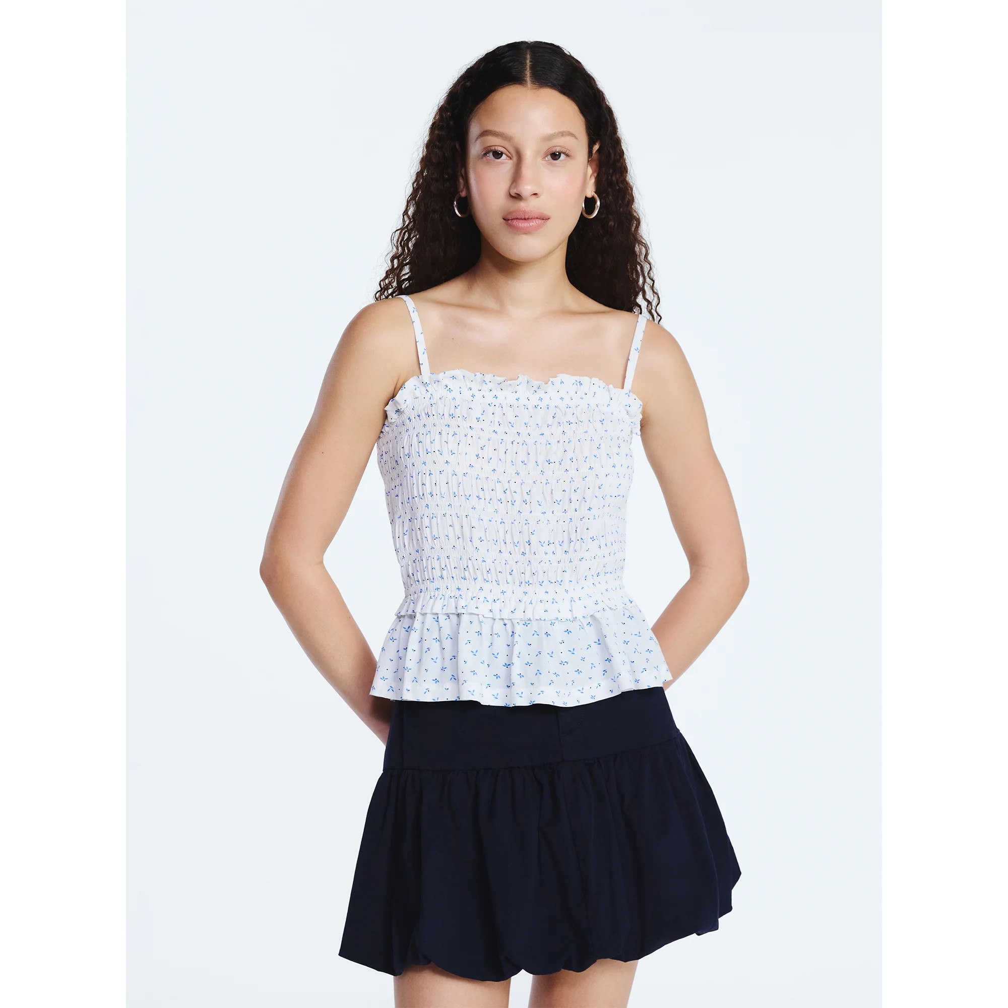 Free Assembly Women's Smocked Top with Peplum Hem, Sizes XS-XXL | Walmart (US)