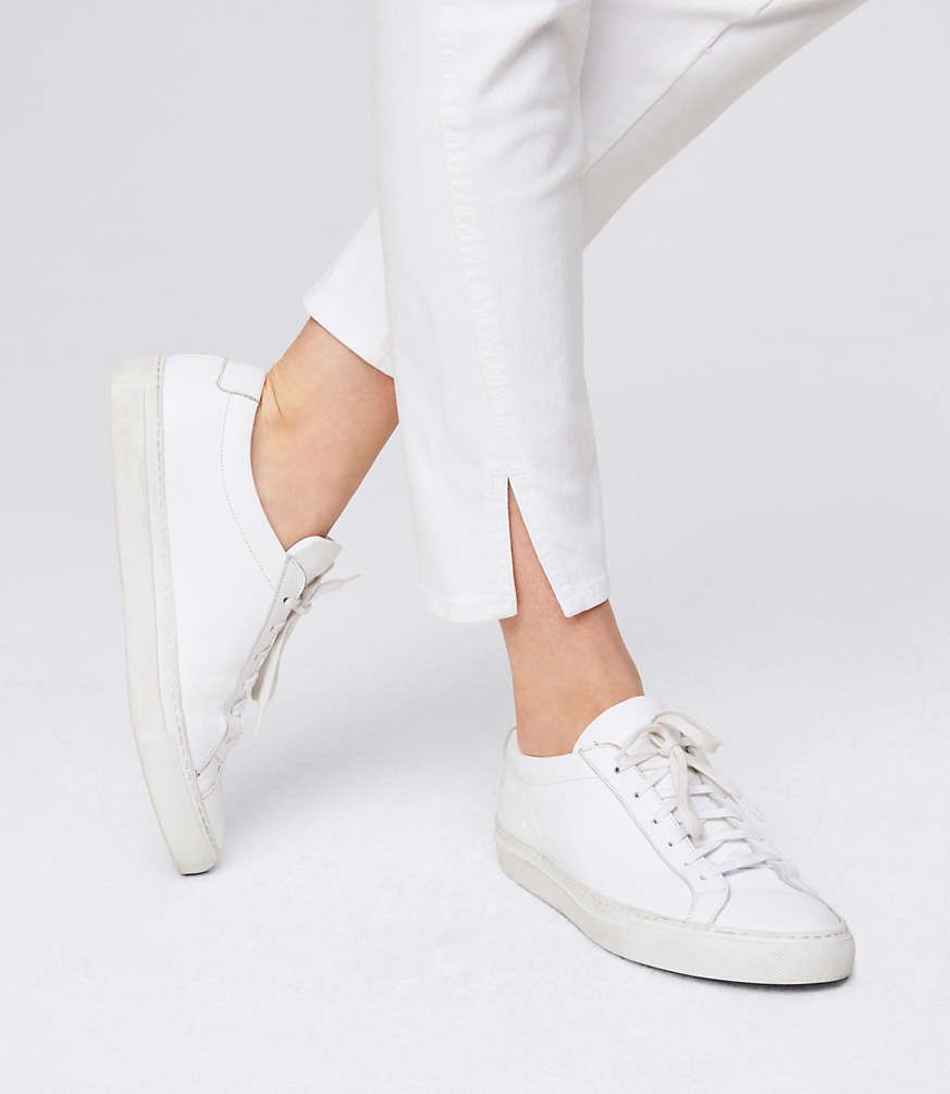 Modern Twist Seam Skinny Jeans in White | LOFT