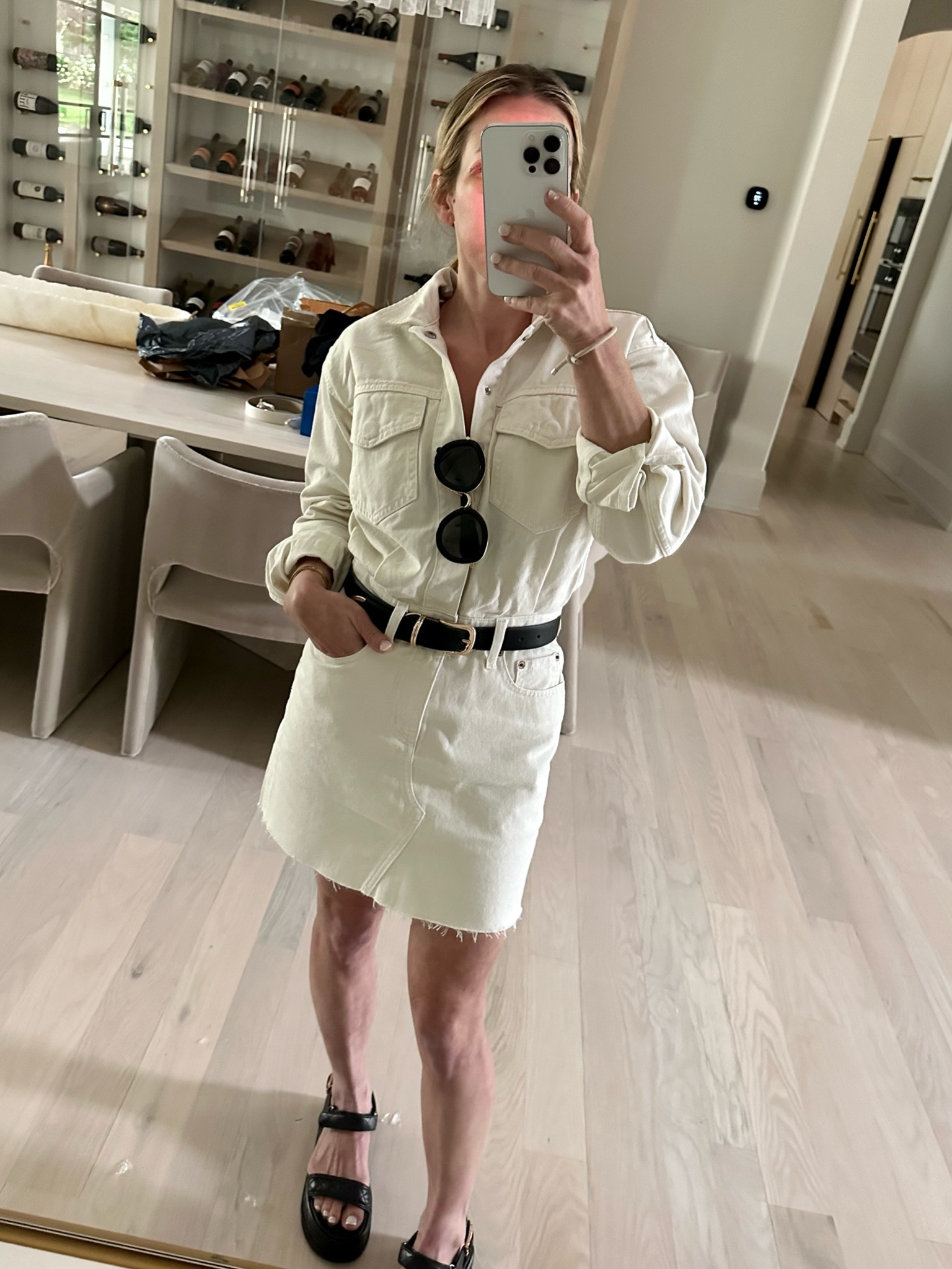 Loving this little denim dress! Easy day time look.  

#LTKstyletip #LTKover40 #LTKshoecrush