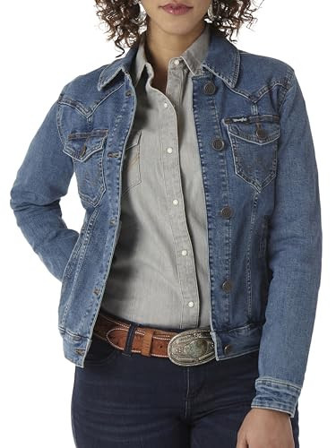 Wrangler Womens Retro Western Denim Jacket, Dark Denim, X-Large US | Amazon (US)