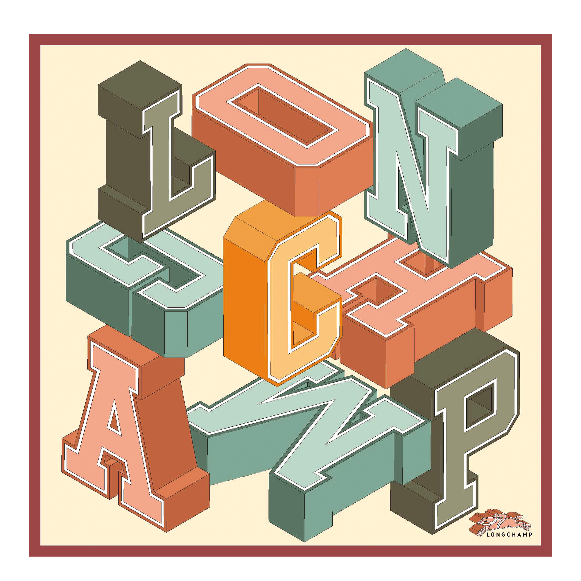 Longchamp University Silk scarf 70 Sienna - Silk | Longchamp US | Longchamp