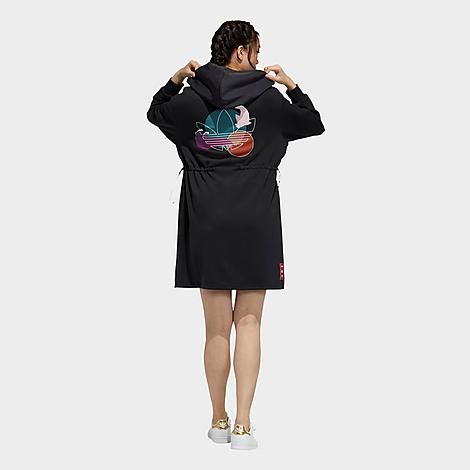 Adidas Women's Originals CNY Hoodie Dress in Black/Black Size Large Cotton/Polyester | Finish Line (US)