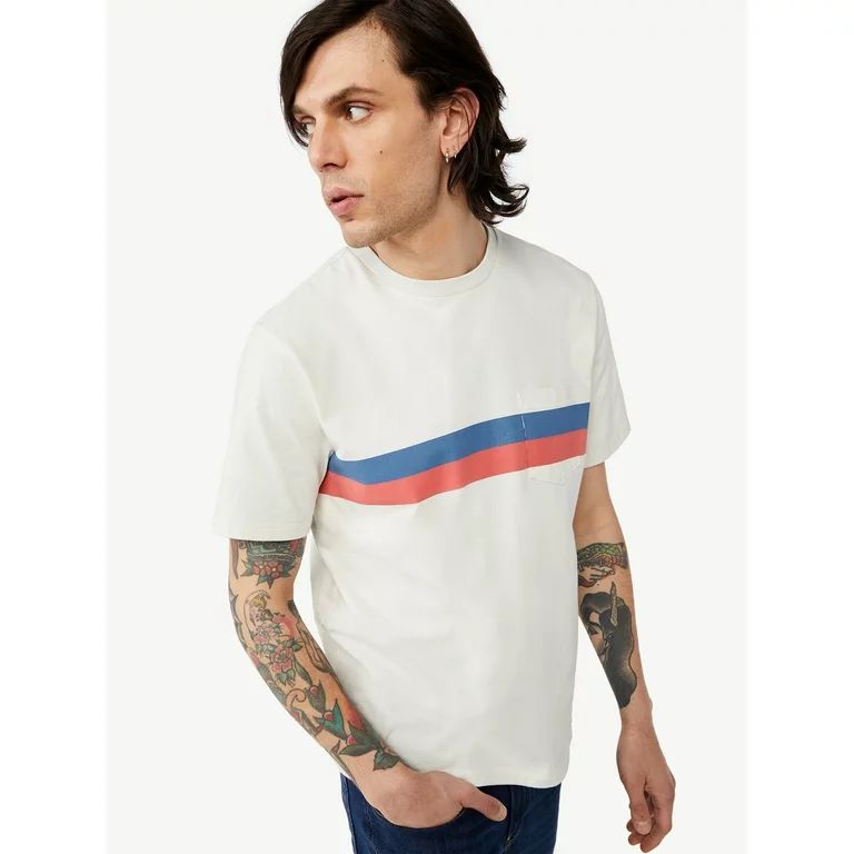 Free Assembly Men’s Printed Stripe Pocket T-Shirt - Walmart.com | Walmart (US)