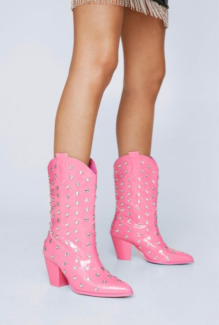 Gem encrusted patten Western boots
#pricedropped from $189 to $56.70
#westernboots 
#patentleathermidcalfboots

#LTKunder100 #LTKsalealert #LTKshoecrush