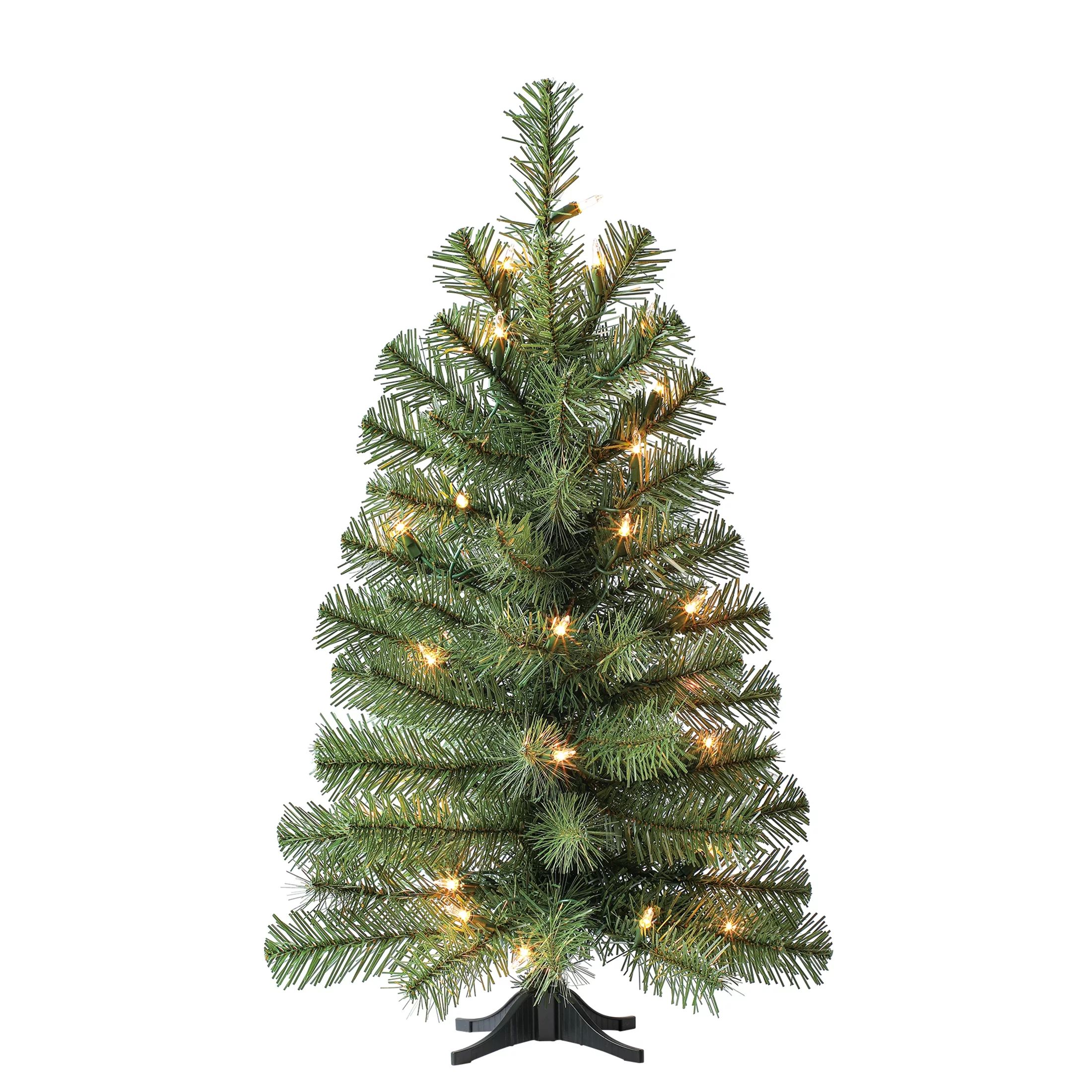 Holiday Time Pre-Lit Noble Green Spruce Artificial Christmas Tree, Clear Incandescent Lights, 24" | Walmart (US)
