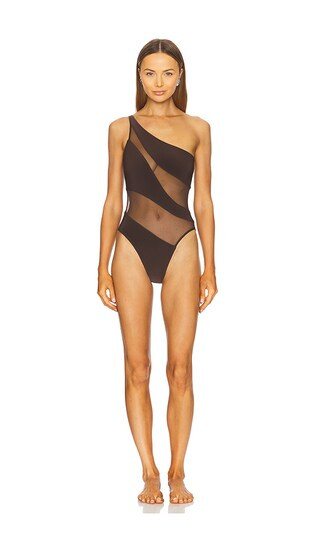 Snake Mesh Mio One Piece in Chocolate Mesh | Revolve Clothing (Global)