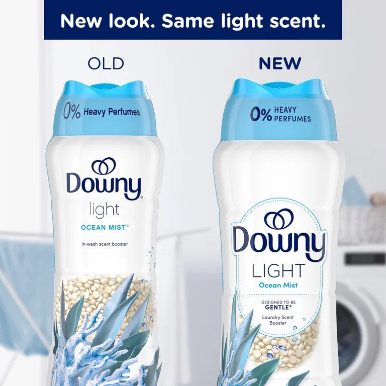Downy Light In-Wash Scent Booster Laundry Beads, No Heavy Perfumes, Ocean Mist Scent, 18.2 oz | Walmart (US)