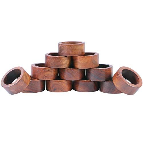 ARN Craft Wooden Napkin Ring for Weddings Dinner Parties or Every Day Use (Set of 12, Plane) | Amazon (US)