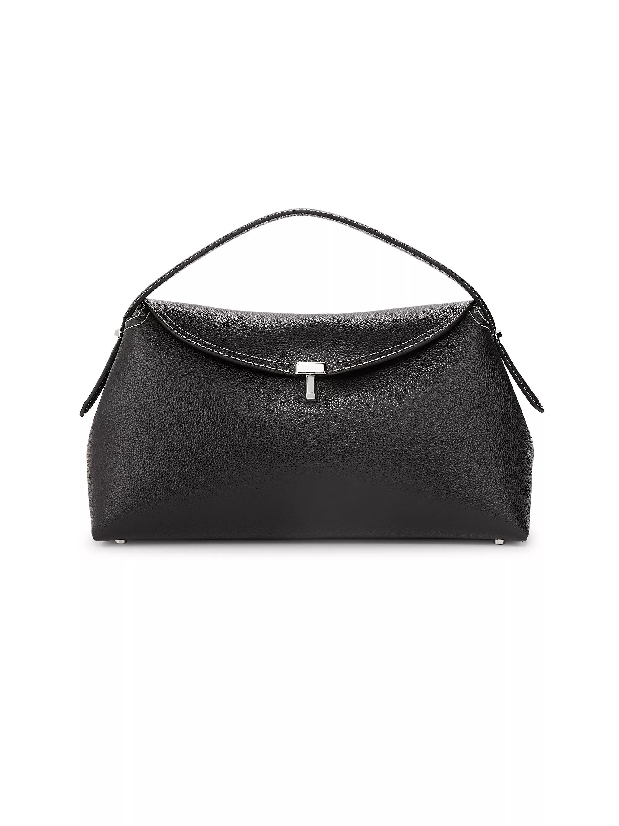 Shop Toteme T-Lock Leather Top-Handle Bag | Saks Fifth Avenue | Saks Fifth Avenue