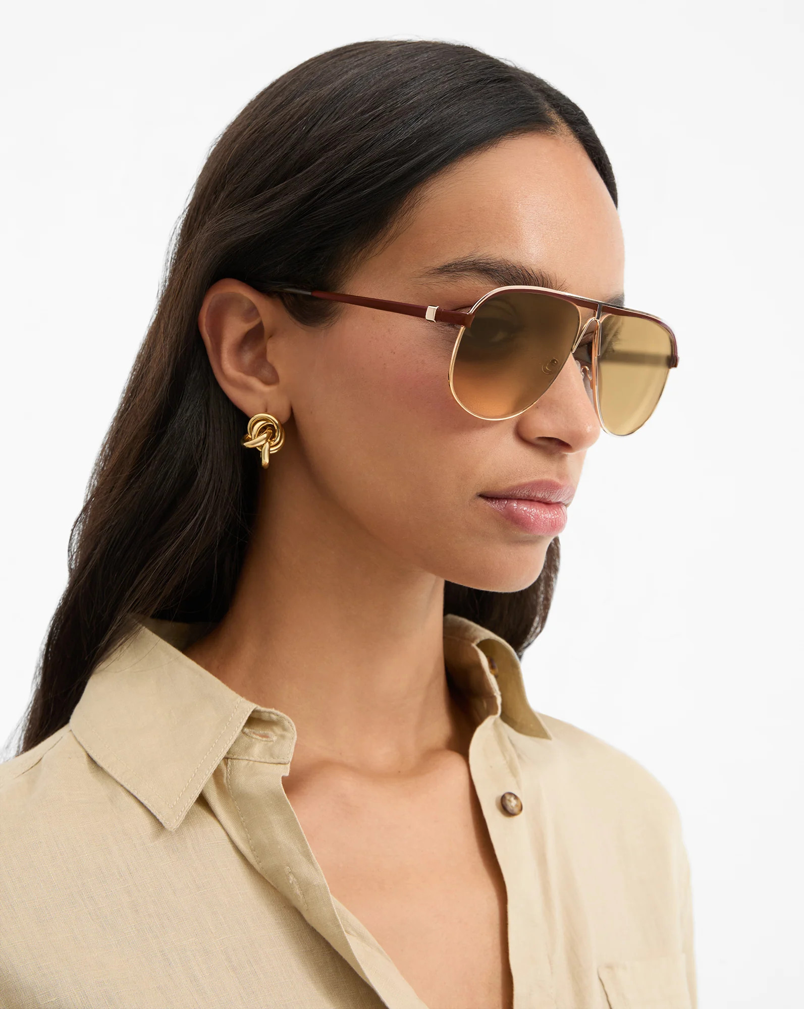 Farrah Aviator Sunglasses in Brown | Veronica Beard | Veronica Beard