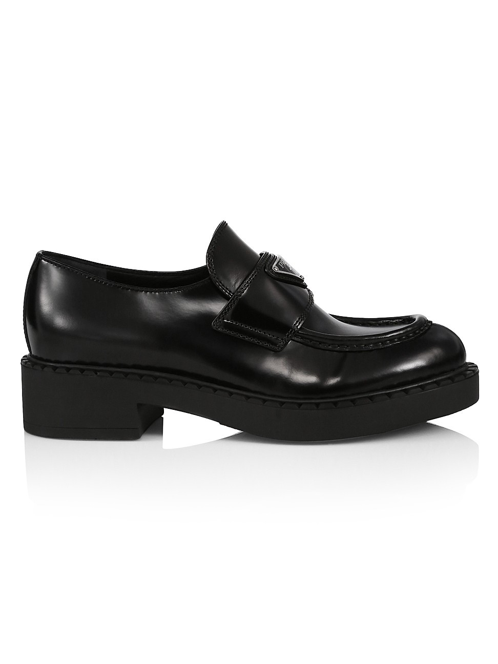 Prada Women's Logo Leather Loafers - Nero - Size 36.5 (6.5) | Saks Fifth Avenue