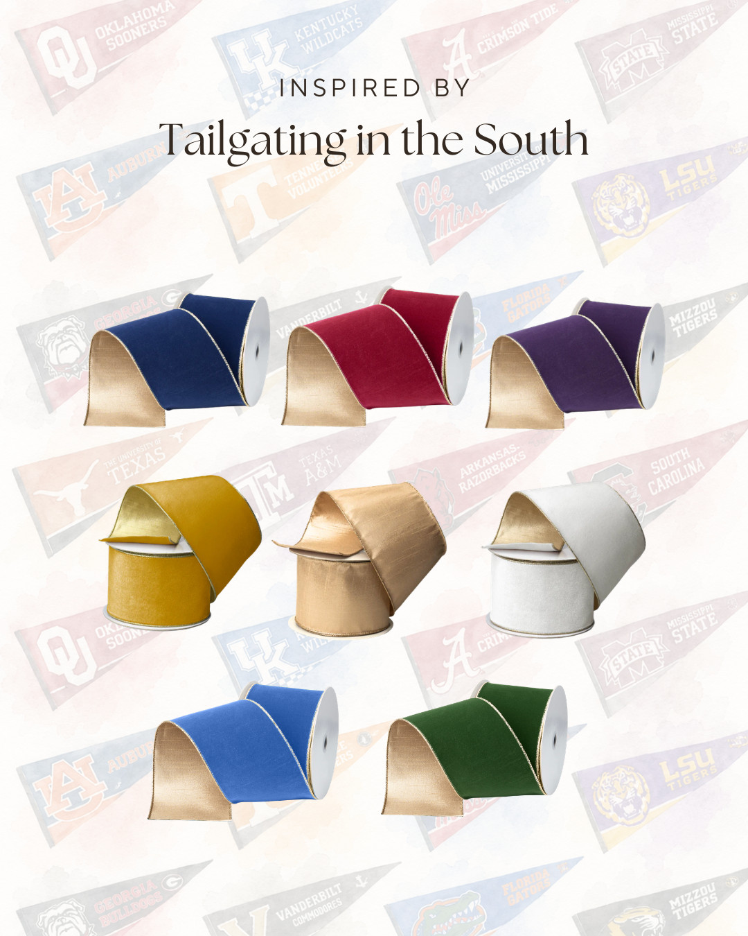 Here are some of our ribbon colors that can be used for GAMEDAY!!!! The second picture shows examples of combinations of a few different schools! 

 