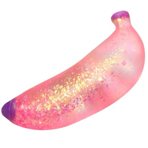 Big Glitter Banana Squishy, Silicone Sensory Squeeze Squishy Banana, Slow Rising Stress Ball for Boys Girls Teens Adults | Amazon (US)