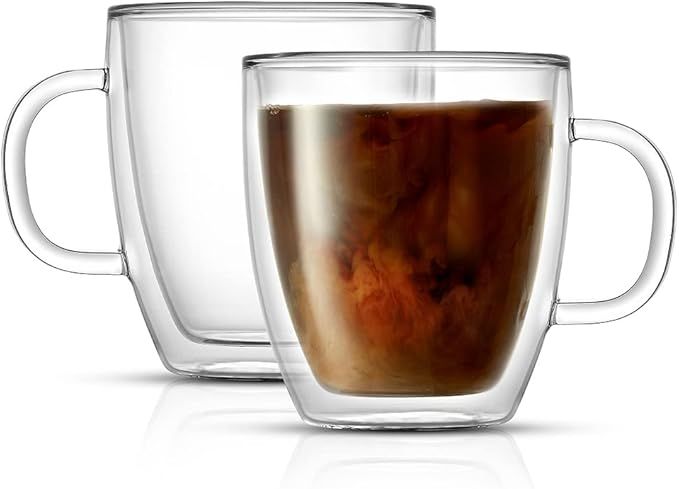 JoyJolt Savor Double Wall Insulated Glasses - Coffee Mugs (Set of 2) - 13.5-Ounces | Amazon (US)