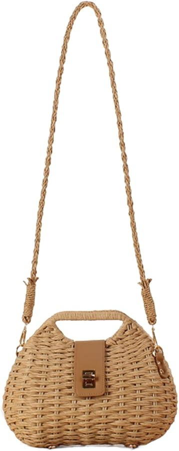 YYW Straw Bag Women Woven Beach Handbag Basket Shape Tote Bags for Spring Summer Purse | Amazon (US)