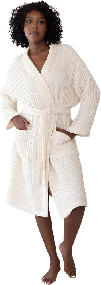 Viva Maison Womens Kimono Waffle Robe - Lightweight 100% Turkish Cotton Housecoat for All-Day Lou... | Amazon (US)