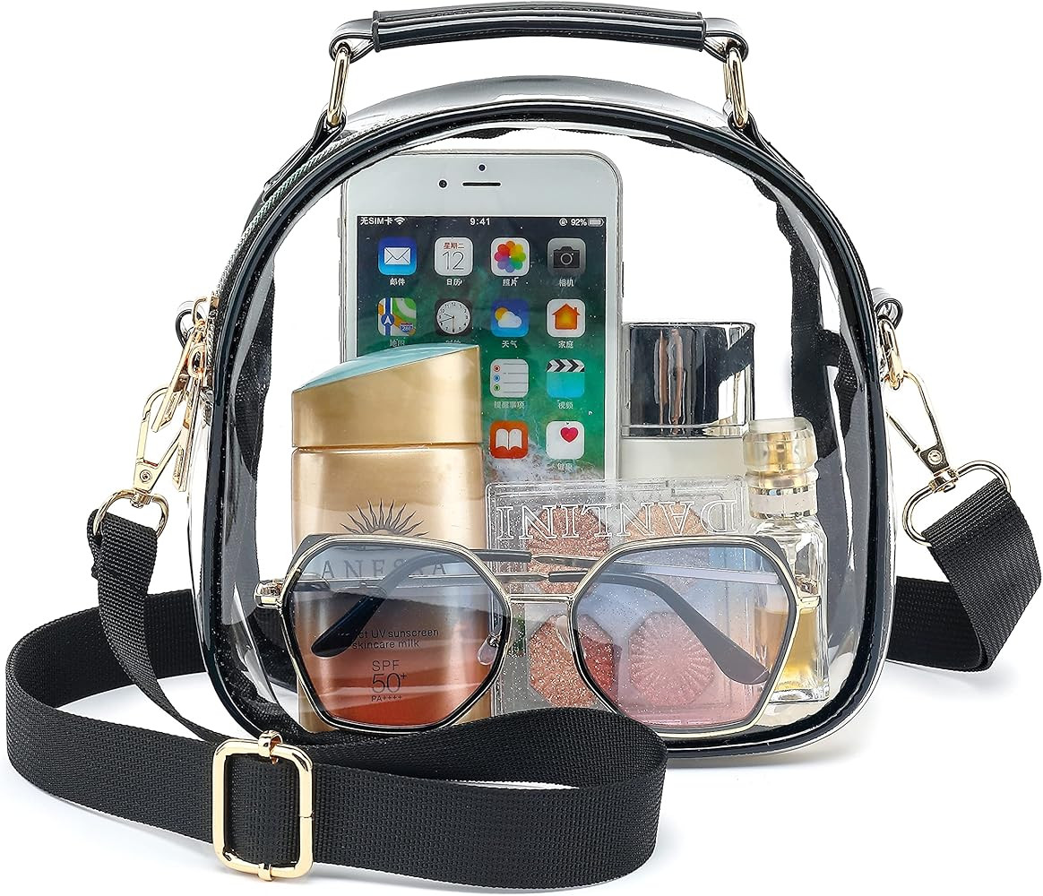 Clear Purses for Women Stadium, Cute Clear Bag Stadium Approved, Clear Handbag with Rainbow Zippers | Amazon (US)