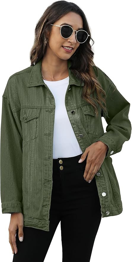 Omoone Women's Oversized Mid Long Denim Jacket Jean Biker Coat | Amazon (US)