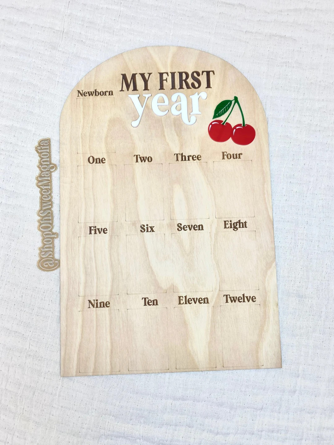 My First Year Birthday Board Cherry Birthday Board One Year Wooden Photo One Year Birthday Photo ... | Etsy (US)