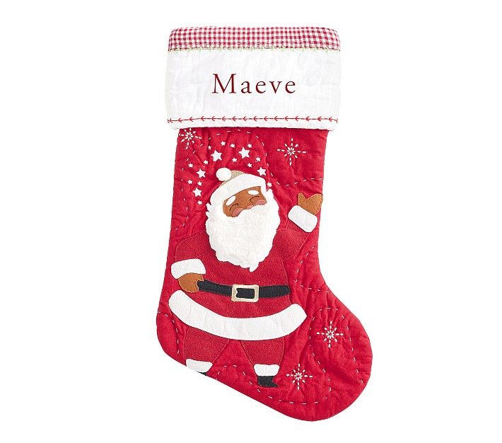 Singing Santa Light-Up Quilted Christmas Stocking | Pottery Barn Kids